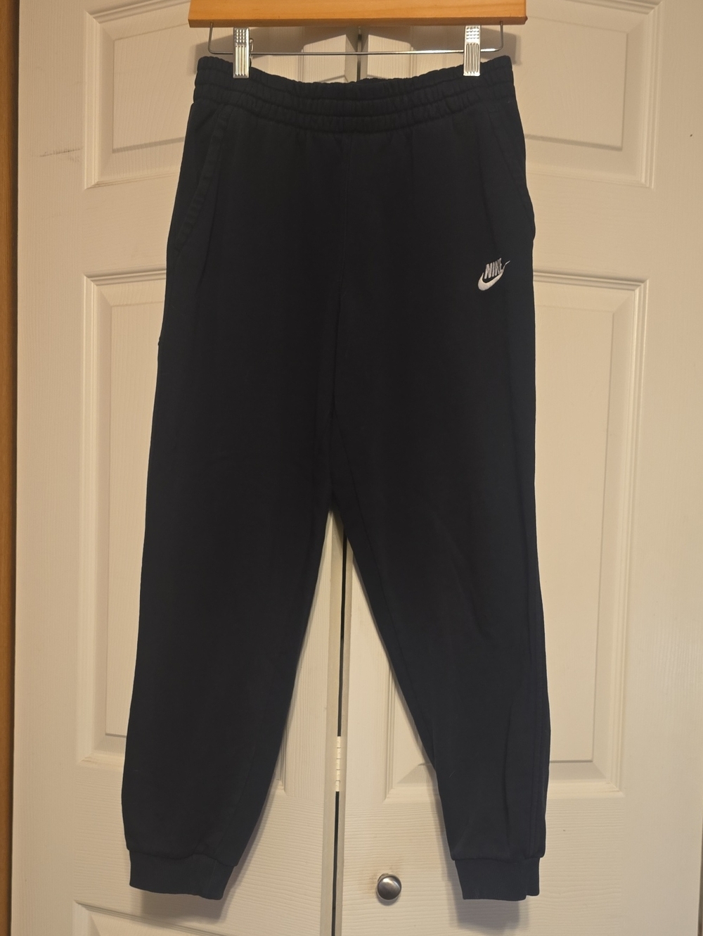 Nike Black Kids Jogger Sweatpants with White Swoosh